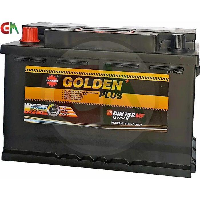 Zapple Golden Plus Car Battery - DIN75RMF 12V75AH - Car