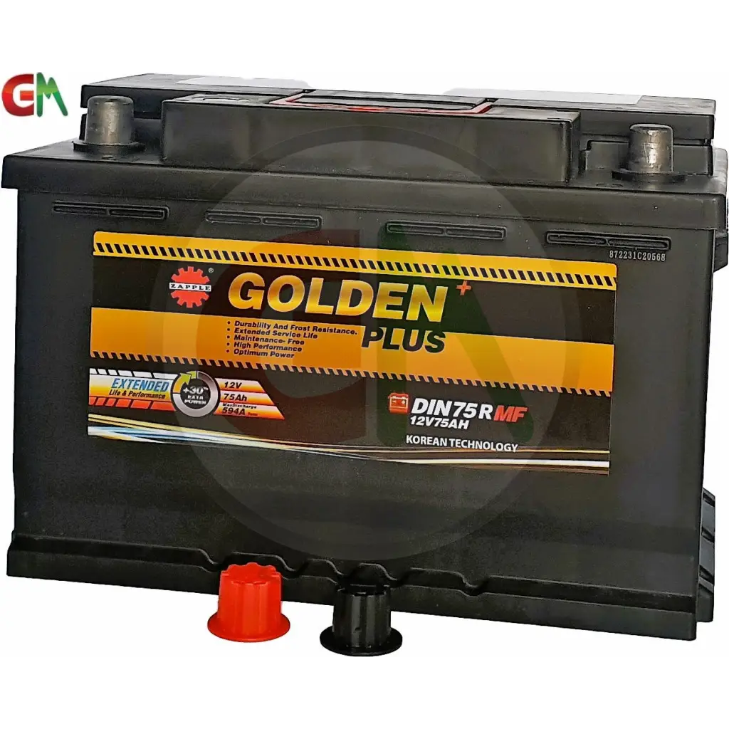 Zapple Golden Plus Car Battery - DIN75RMF 12V75AH - Car