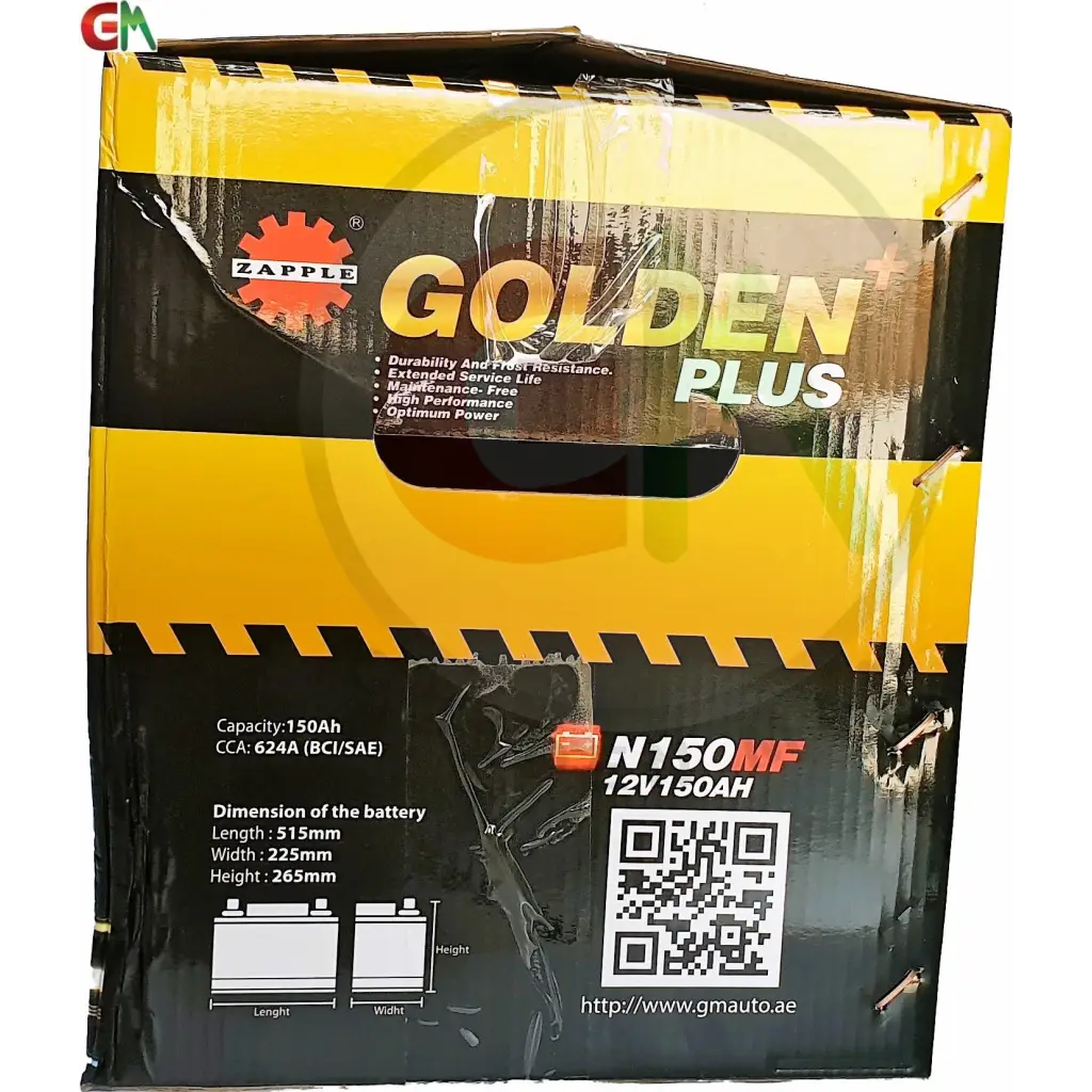 Zapple Golden Plus Car Battery - N150MF 12V150AH - Car