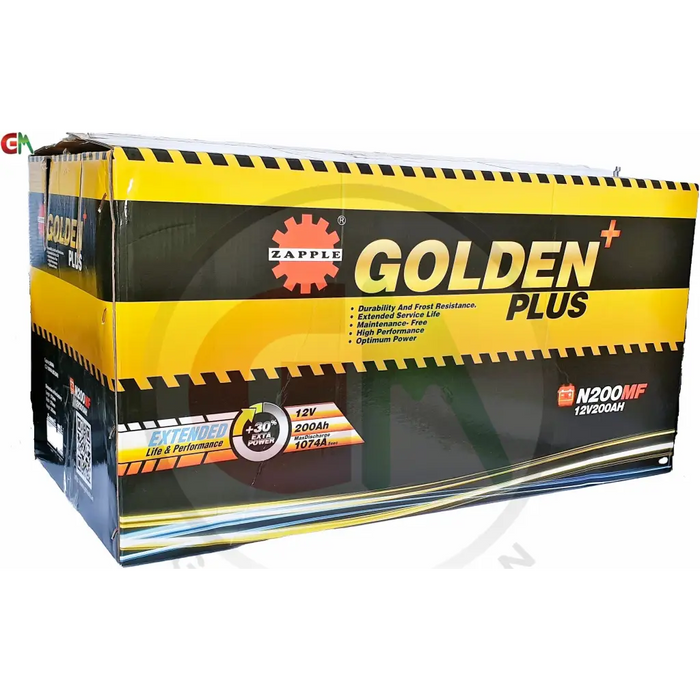 Zapple Golden Plus Car Battery - N200MF 12V200AH - Car