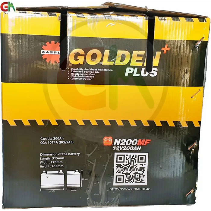 Zapple Golden Plus Car Battery - N200MF 12V200AH - Car