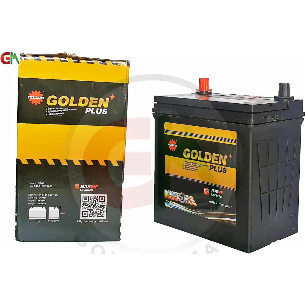 Zapple Golden Plus Car Battery - N38MF 12V38AH - Car Battery