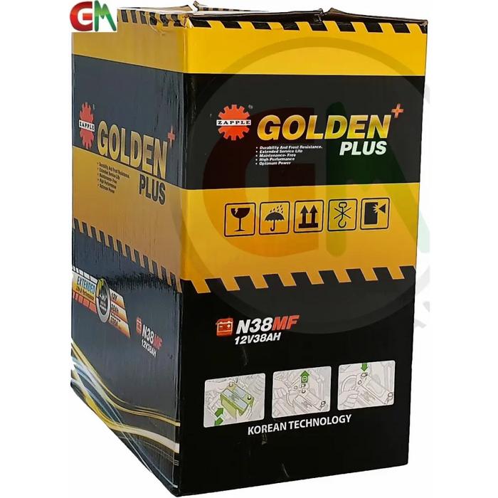 Zapple Golden Plus Car Battery - N38MF 12V38AH - Car Battery