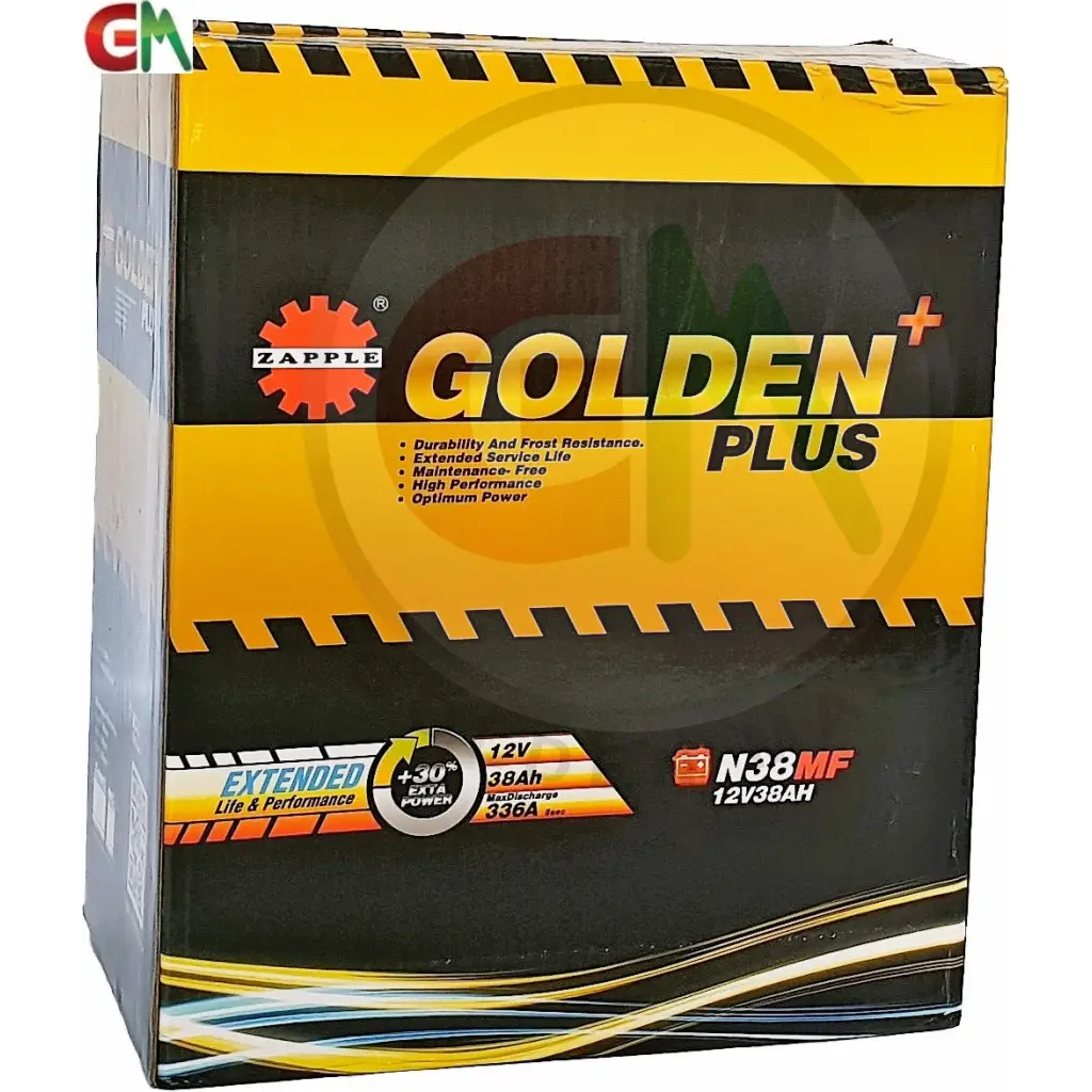 Zapple Golden Plus Car Battery - N38MF 12V38AH - Car Battery