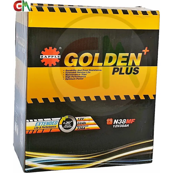 Zapple Golden Plus Car Battery - N38MF 12V38AH - Car Battery