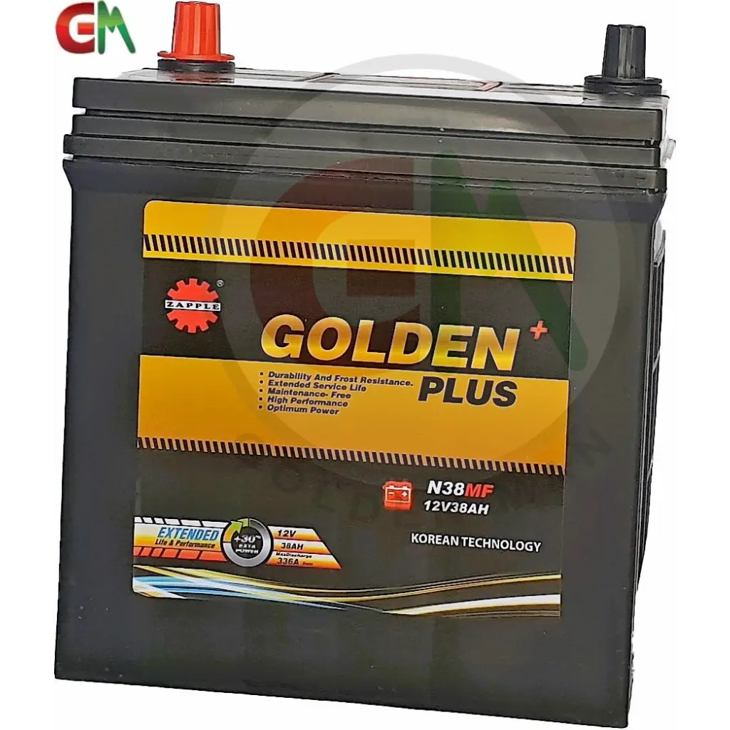 Zapple Golden Plus Car Battery - N38MF 12V38AH - Car Battery