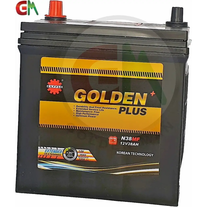 Zapple Golden Plus Car Battery - N38MF 12V38AH - Car Battery