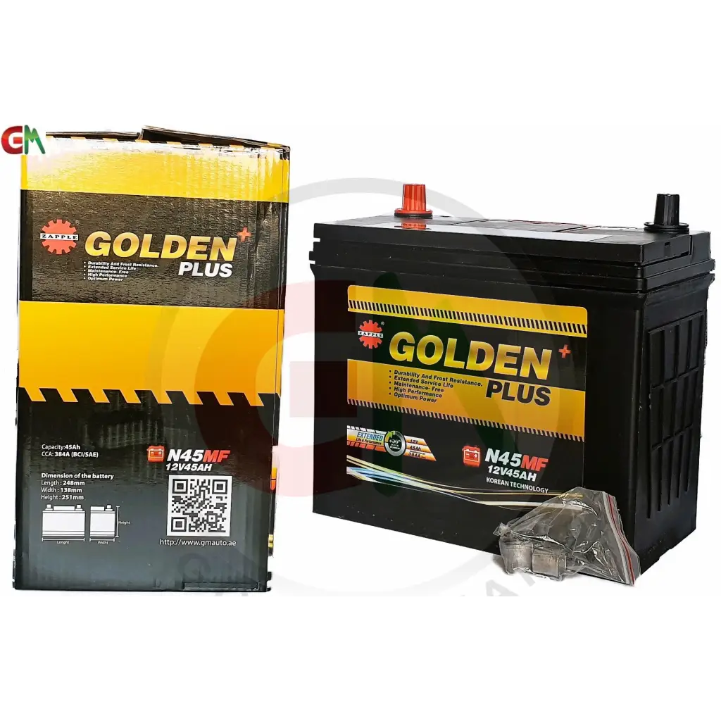 Zapple Golden Plus Car Battery - N45MF 12V45AH - Car Battery
