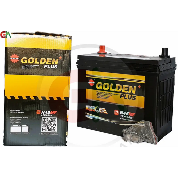 Zapple Golden Plus Car Battery - N45MF 12V45AH - Car Battery