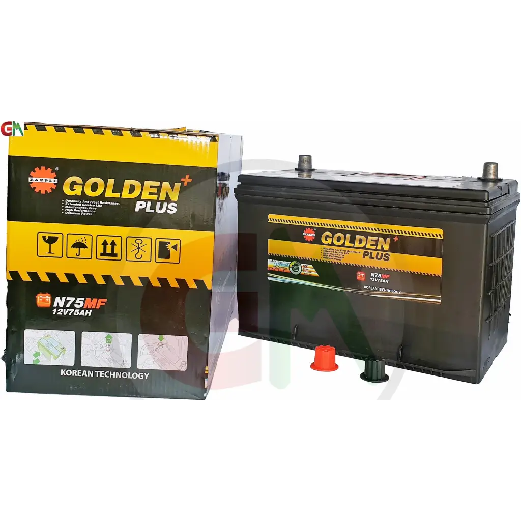 Zapple Golden Plus Car Battery - N75MF 12V75AH - Car Battery