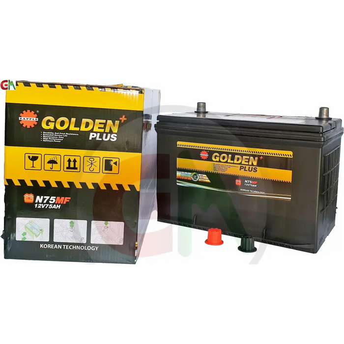 Zapple Golden Plus Car Battery - N75MF 12V75AH - Car Battery