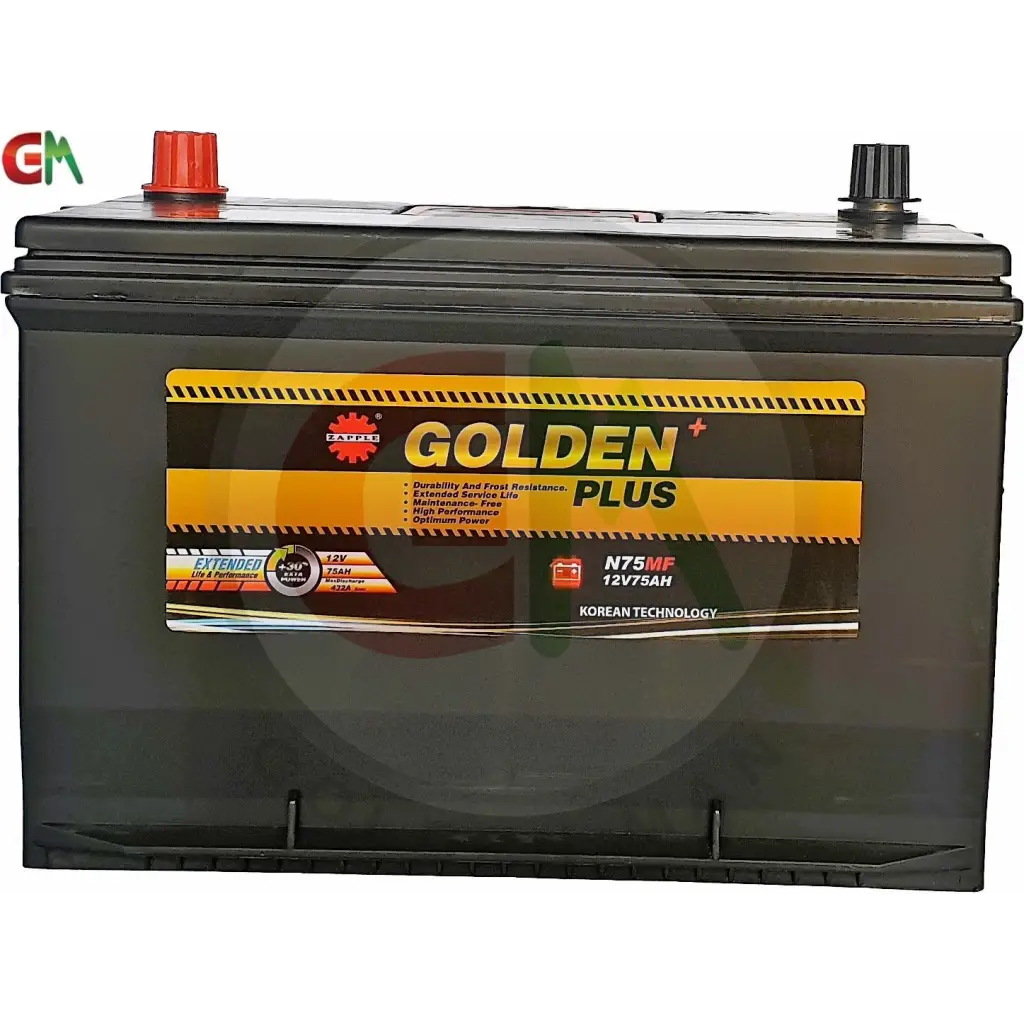Zapple Golden Plus Car Battery - N75MF 12V75AH - Car Battery