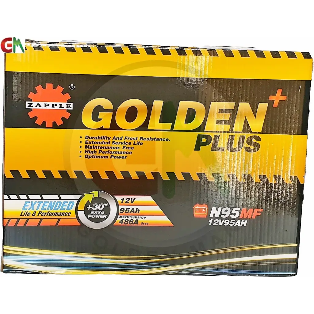 Zapple Golden Plus Car Battery - N95MF 12V95AH - Car Battery