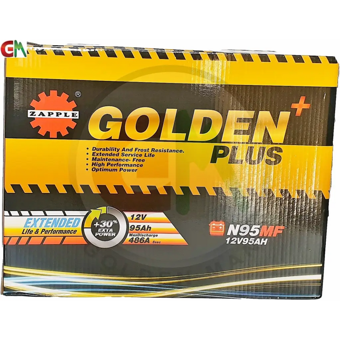 Zapple Golden Plus Car Battery - N95MF 12V95AH - Car Battery