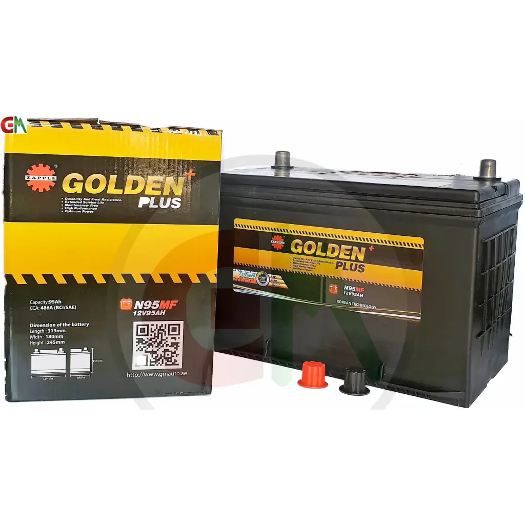 Zapple Golden Plus Car Battery - N95MF 12V95AH - Car Battery