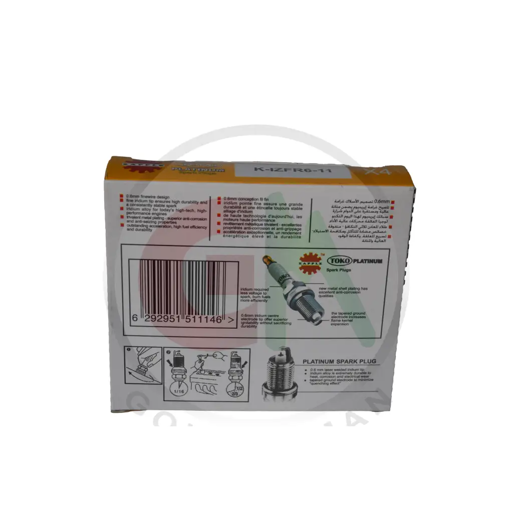 Zapple Toko Platinum Spark Plugs - K-IZFR6-11 - Platinum